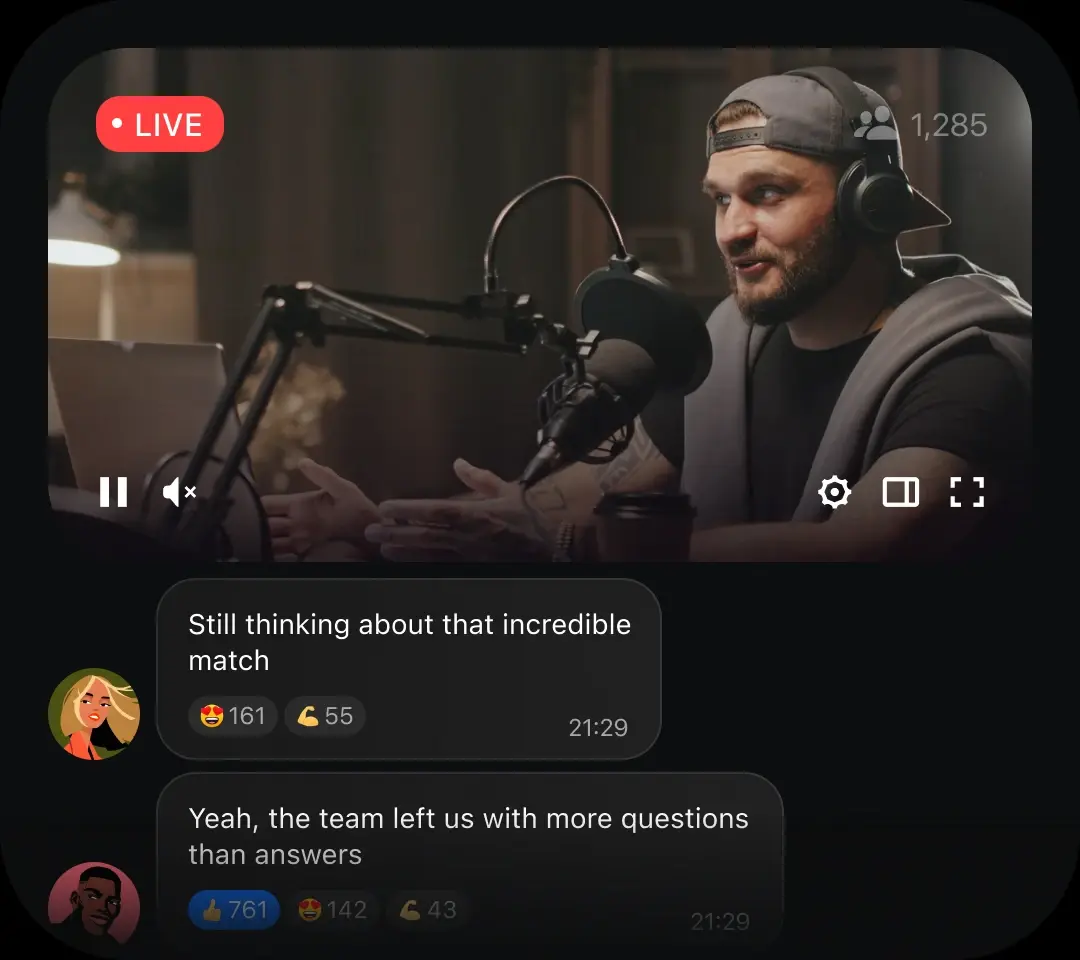 In-app live streaming