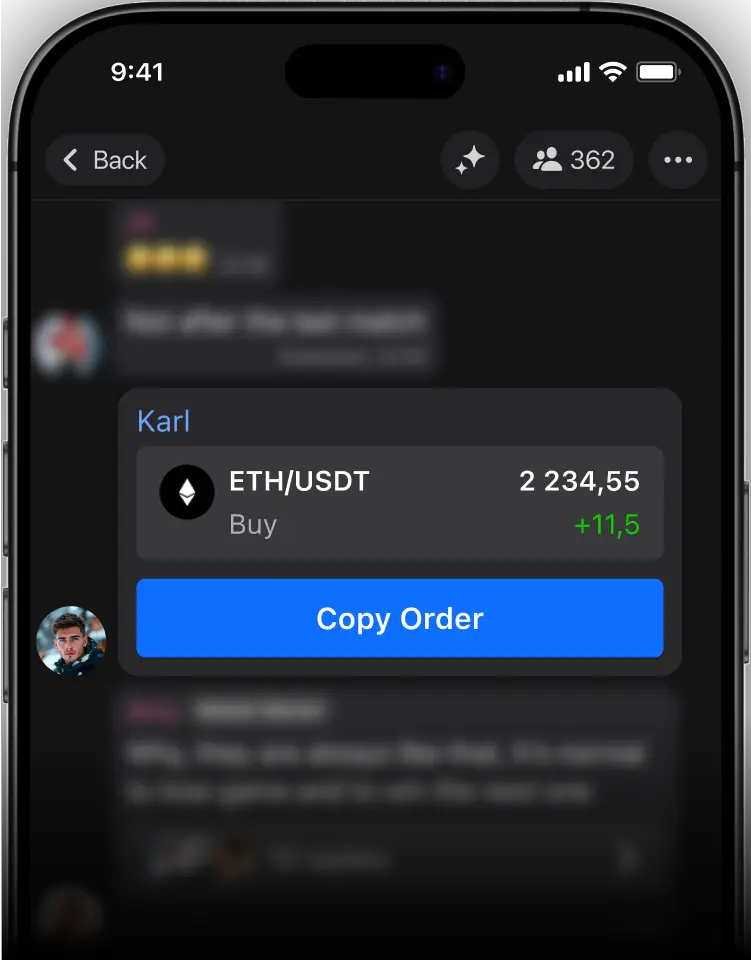 Copy-trading widget