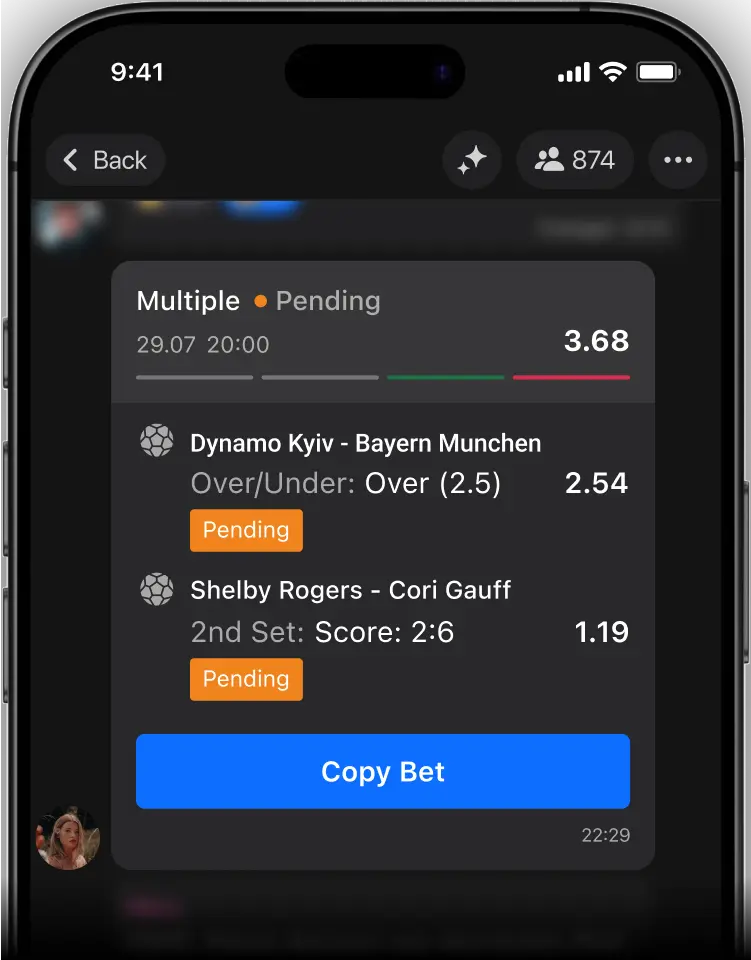 Copy-betting widget